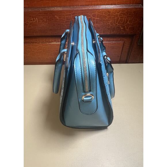 Brangio Italy Millionaire Double Layer Crystal Engraved Matte Satchel Ocean Blue - Picture 5 of 16